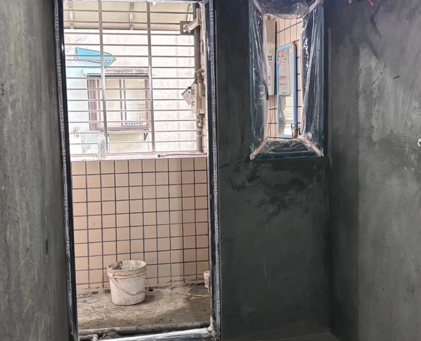 中和自強住宅翻新｜牆面打底後的浴室