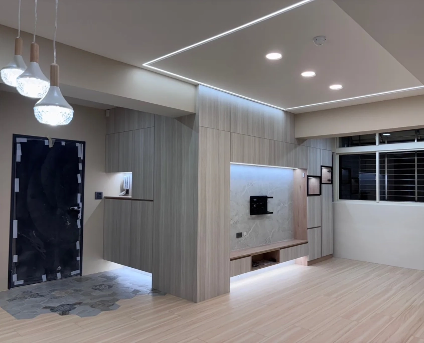 中和自強住宅翻新｜公共區照明與櫃體