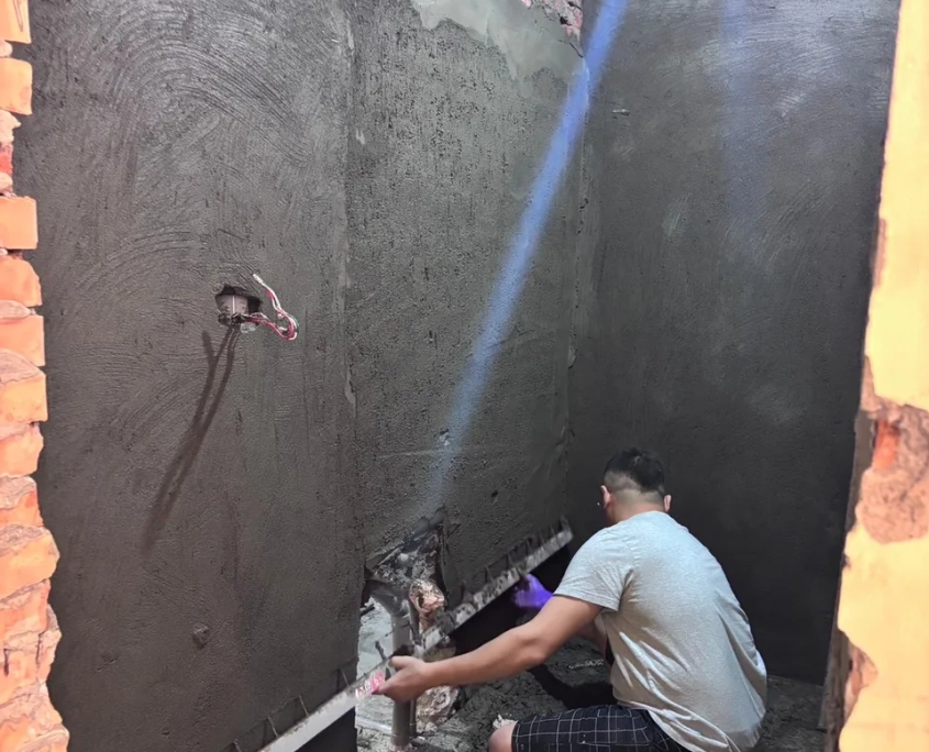 文山辛亥老屋翻新:浴室牆面打底