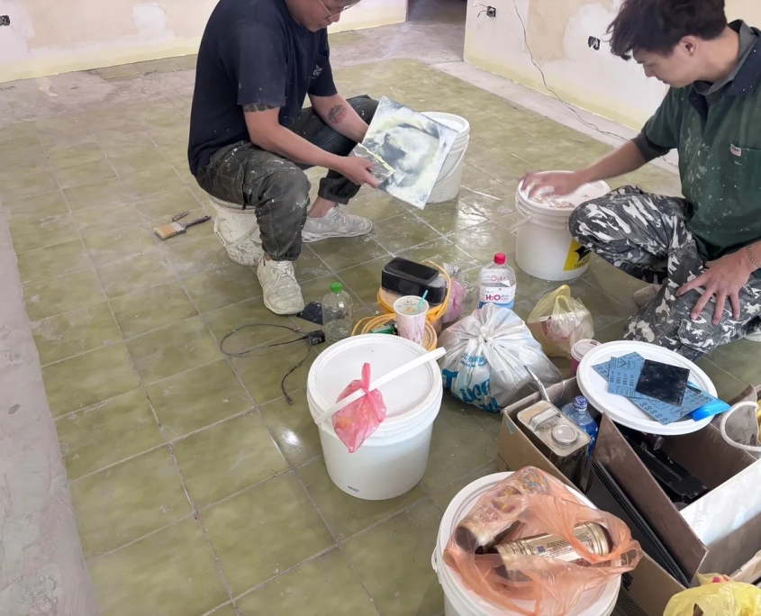 文山辛亥老屋翻新 01/20 工程專員巡場紀錄:油漆:批土調料