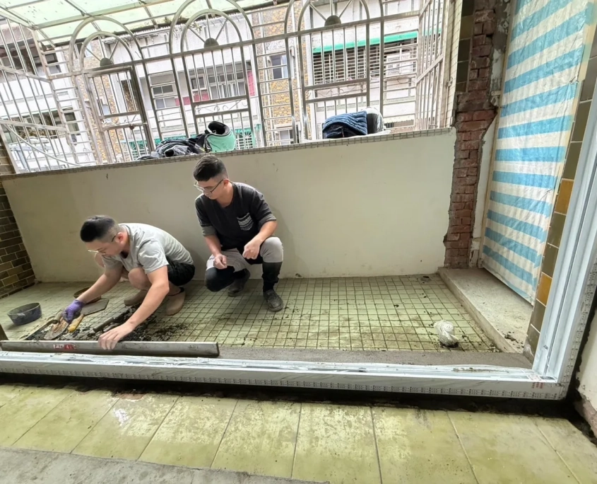 文山辛亥老屋翻新 12/11 工程專員巡場紀錄:泥作:陽台地坪