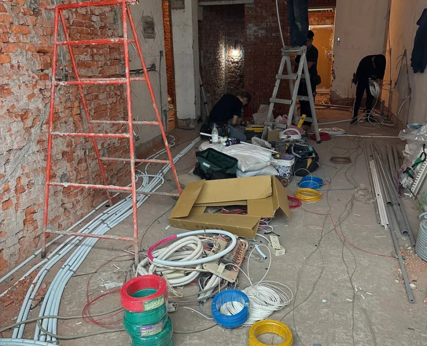 中山合江老屋翻新 03/26 工程專員巡場紀錄:水電施作